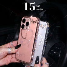 Load image into Gallery viewer, iPhone Diamond Metal Bumper,  Pink White