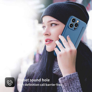 iPhone Case Flip Liquid Skin Feel Cover