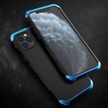 Load image into Gallery viewer, iPhone Frosted Metal Case, Black Blue Front and Back