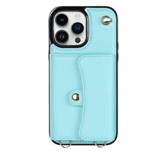 Load image into Gallery viewer, Organ Card Pack Leather iPhone Case, Blue