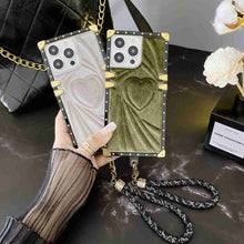 Load image into Gallery viewer, Velvet Love With Hand Rope iPhone Case, Green and White