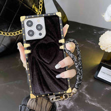 Load image into Gallery viewer, Velvet Love With Hand Rope iPhone Case, Black+Hand Rope