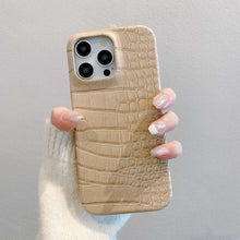 Load image into Gallery viewer, iPhone Crocodile Leather Case, Gold
