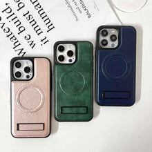 Load image into Gallery viewer, MagSafe Holder Leahter iPhone Case