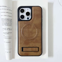Load image into Gallery viewer, MagSafe Holder Leahter iPhone Case