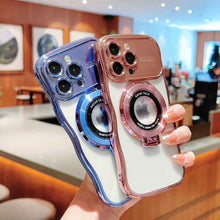 Load image into Gallery viewer, iPhone MagSafe Holder Case, Blue Pink Overall View