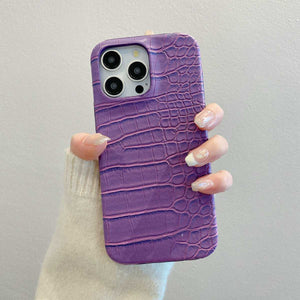 iPhone Crocodile Leather Case, Purple