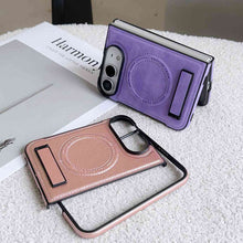 Load image into Gallery viewer, Leather MageSafe Holder Case for iPhone Samsung Google Fold and Flip Phone