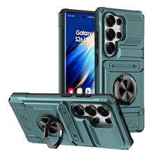 Load image into Gallery viewer, Card Slot Finger Ring Holder Samsung Case, Green