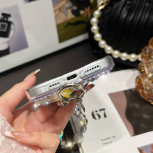 Load image into Gallery viewer, Handmade Peacock Diamond iPhone Case With Bracelet, Bottom View