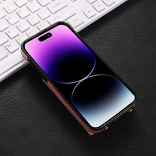 Load image into Gallery viewer, Organ Card Pack Leather iPhone Case, Install iPhone Front View