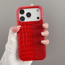 Load image into Gallery viewer, Gradient Crocodile Leather iPhone Case, Light Red