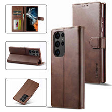 Load image into Gallery viewer, Samsung Case Magnetic Snap Buckle Card Slot Leather Cover