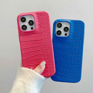 iPhone Crocodile Leather Case, Rose Red & Blue Show