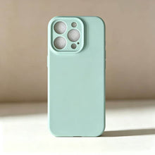 Load image into Gallery viewer, Soft TPU iPhone Fine Camera Hole Case, Cyan