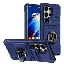Load image into Gallery viewer, Card Slot Finger Ring Holder Samsung Case, Blue