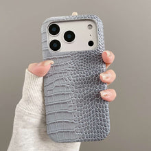 Load image into Gallery viewer, Gradient Crocodile Leather iPhone Case, Grey