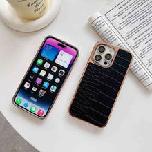 Load image into Gallery viewer, Luxury Crocodile iPhone Case, Install iPhone Front and Back View