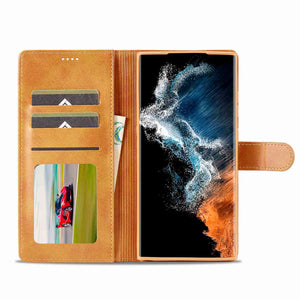 Samsung Case Magnetic Snap Buckle Card Slot Leather Cover