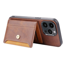 Load image into Gallery viewer, Veneer Card iPhone Leather Case, Card Slot as Stand Holder