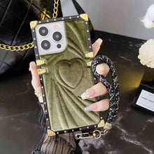 Load image into Gallery viewer, Velvet Love With Hand Rope iPhone Case, Green+Hand Rope