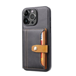Veneer Card iPhone Leather Case, Black