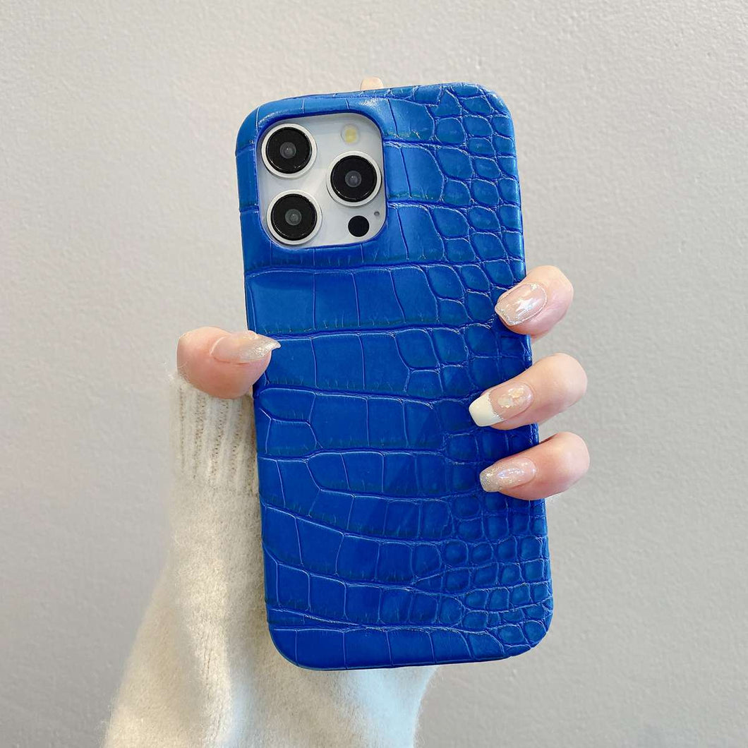 iPhone Crocodile Leather Case, Blue