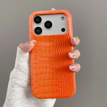 Load image into Gallery viewer, Gradient Crocodile Leather iPhone Case, Orange