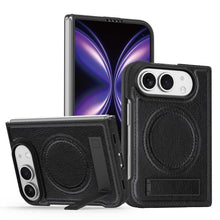 Load image into Gallery viewer, Leather MageSafe Holder Case for iPhone Samsung Google Fold and Flip Phone