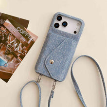 Load image into Gallery viewer, Jeans Organ Bag Lanyard iPhone Case, Blue
