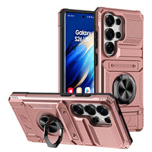 Load image into Gallery viewer, Card Slot Finger Ring Holder Samsung Case, Rose Gold