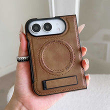 Load image into Gallery viewer, Leather MageSafe Holder Case for iPhone Samsung Google Fold and Flip Phone