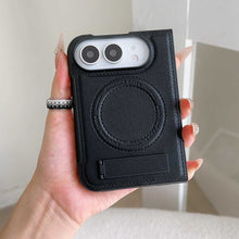 Load image into Gallery viewer, Leather MageSafe Holder Case for iPhone Samsung Google Fold and Flip Phone