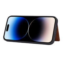 Load image into Gallery viewer, Veneer Card iPhone Leather Case, Stand Holder Front View