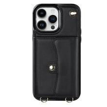 Load image into Gallery viewer, Organ Card Pack Leather iPhone Case, Black