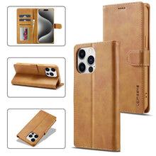 Load image into Gallery viewer, iPhone Case Magnetic Snap Buckle Card Slot Leather Cover