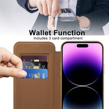 Load image into Gallery viewer, MagSafe Leather Flip iPhone Case Transparent Electroplated Magnetic Cover