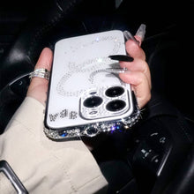 Load image into Gallery viewer, iPhone Diamond Metal Bumper,  Silver in Hand View