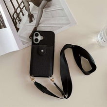Load image into Gallery viewer, Flip Up and Down Card Bag With Adjustable Lanyard iPhone Case, Cross Pattern Case