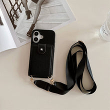 Load image into Gallery viewer, Flip Up and Down Card Bag With Adjustable Lanyard iPhone Case, Lychee Pattern Case