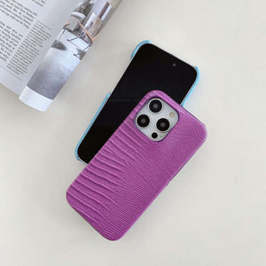 Lizard PU Leather iPhone Case, Front and Back View