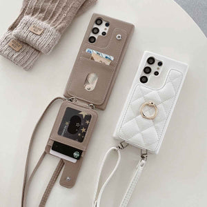 Samsung Case Flip Up and Down Ring Holder Lanyard Cover