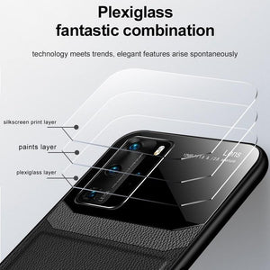 Huawei Case Delicate Leather Glass Protective Cover