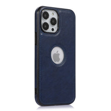 Load image into Gallery viewer, Logo Hole Leather iPhone Case, Blue