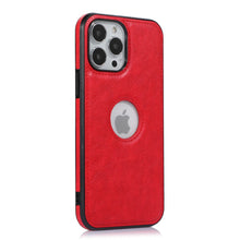 Load image into Gallery viewer, Logo Hole Leather iPhone Case, Red