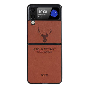 Leather Deer Pattern Case for Samsung Galaxy Z Flip 3 4 Fold 3 4 Cover - yhsmall