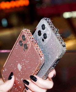 Apple iPhone Case Diamond Metal Bumper With Glitter Screen Protector Protective Cover