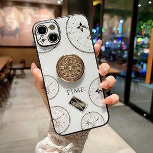 Acrylic Time Finger Ring iPhone Case, White