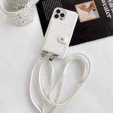 Load image into Gallery viewer, Handmade Wallet Bag With Lanyard iPhone Case, White