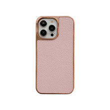 Load image into Gallery viewer, Plating Gold Edge Lychee Pattern iPhone Case, Overall View